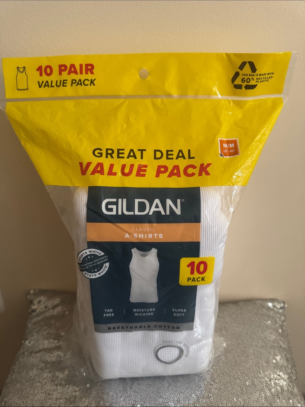 Gildan White Men’s A-Shirt Tank Top - 10 Pack
